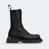 Bottega Veneta Women Lug Lace-Up Boot in Calfskin Leather-Black