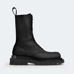 Bottega Veneta Women Lug Lace-Up Boot in Calfskin Leather-Black