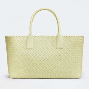 Bottega Veneta Women Medium Cabat Leather Tote Bag-Lime