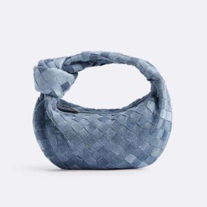 Bottega Veneta Women Mini Jodie Intrecciato Denim Effect Leather Top Handle Bag
