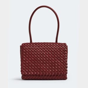 Bottega Veneta Women Patti Top Handle Bag in Lambskin-Maroon