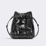 Bottega Veneta Women Small Cassette Bucket Bag in Lambskin Leather-Black