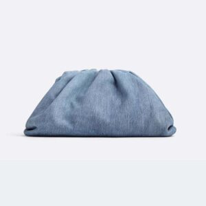Bottega Veneta Women Teen Pouch Intrecciato Denim Effect Leather Clutch