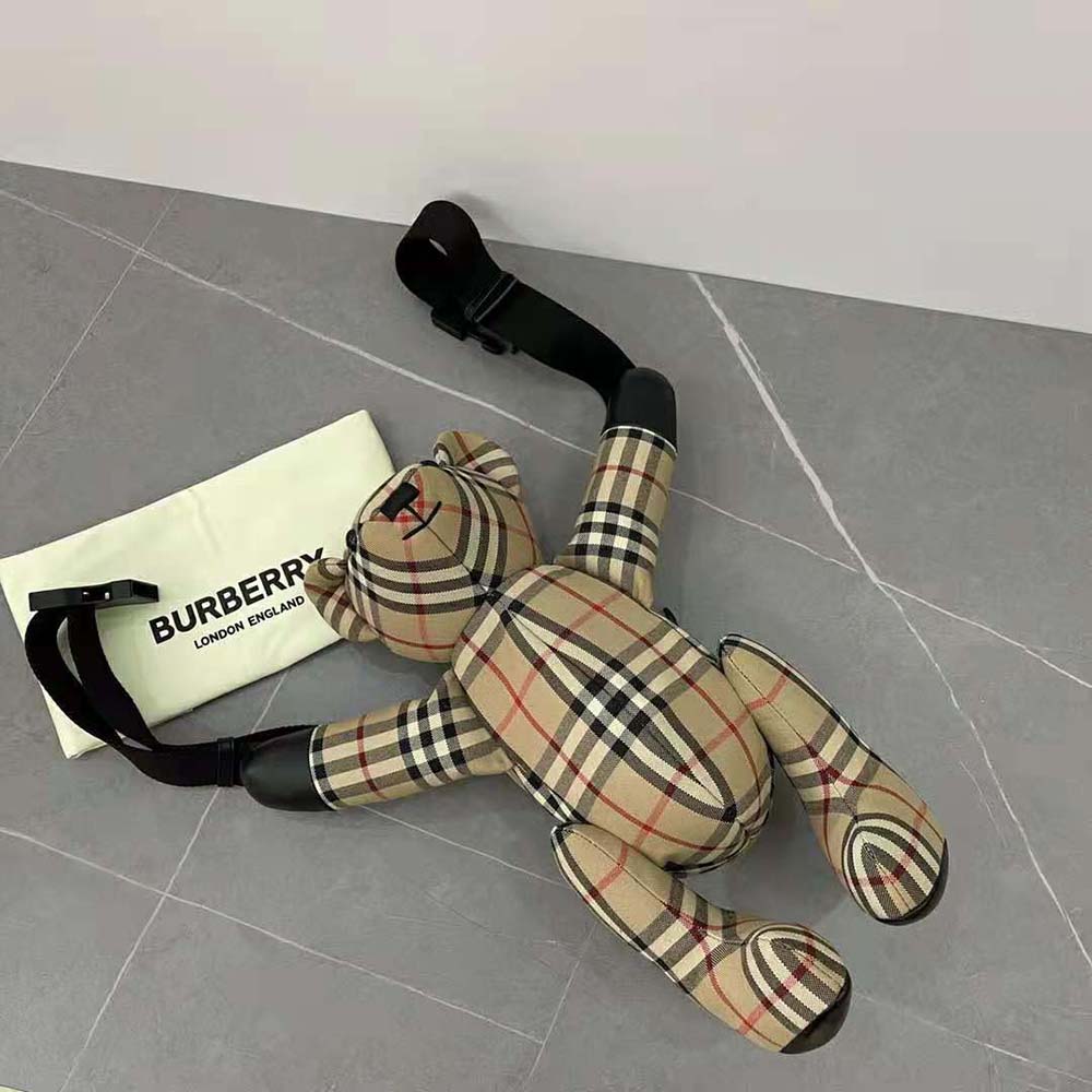 Burberry Kid's Exaggerated Check Thomas Bear Bum Bag Archive Beige