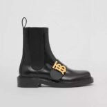 Burberry Women Monogram Motif Leather Chelsea Boots-Black