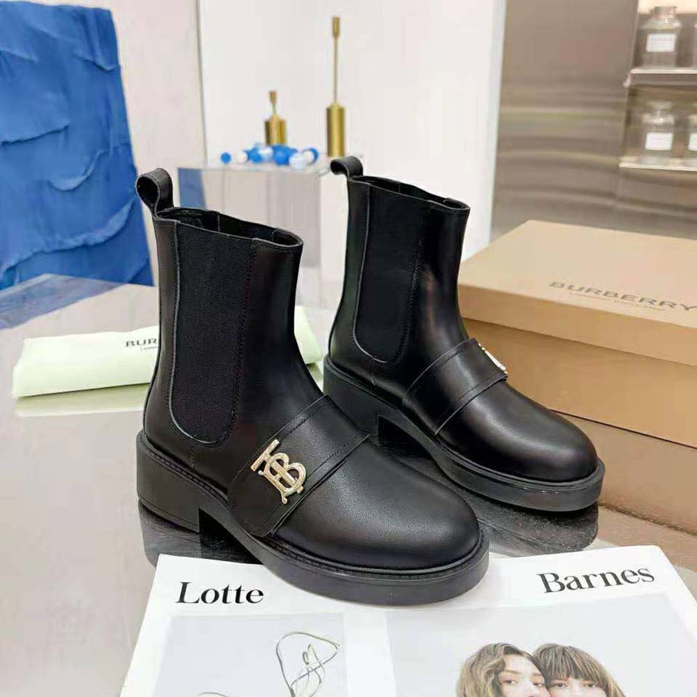 Burberry Women Monogram Motif Leather Chelsea Boots-Black 2 Burberry Women Monogram Motif Leather Chelsea Boots-Black - Image 2