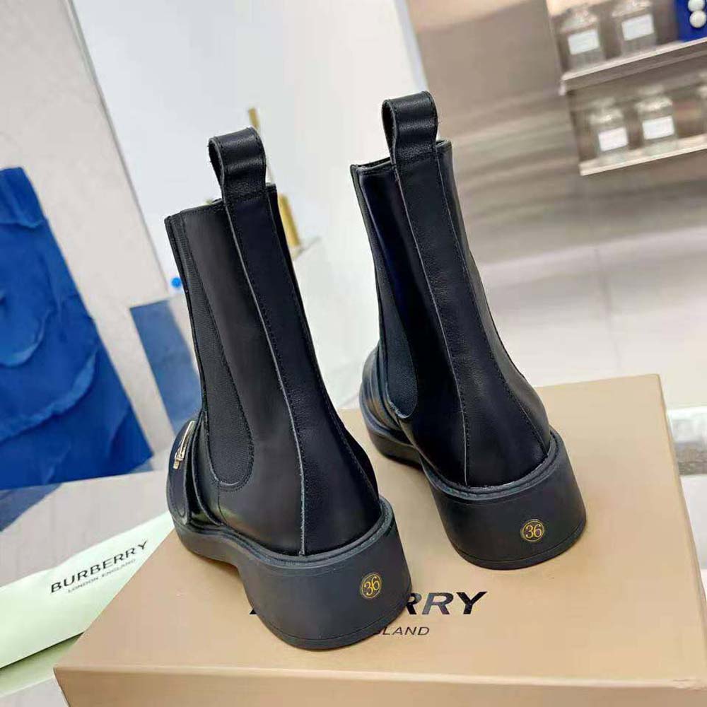 Burberry Women Monogram Motif Leather Chelsea Boots-Black 4 Burberry Women Monogram Motif Leather Chelsea Boots-Black - Image 4