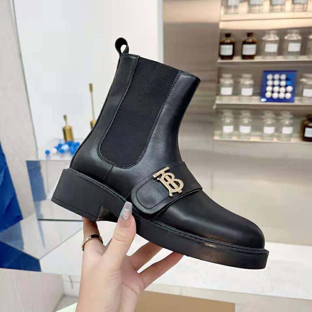 Burberry Women Monogram Motif Leather Chelsea Boots-Black 7 Burberry Women Monogram Motif Leather Chelsea Boots-Black - Image 7