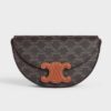 Celine Women Besace Cuir Triomphe in Triomphe Canvas and Calfskin