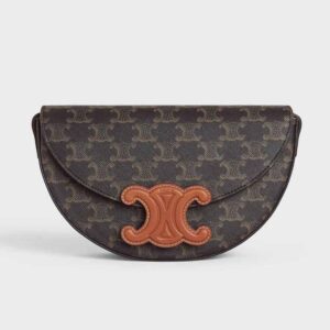 Celine Women Besace Cuir Triomphe in Triomphe Canvas and Calfskin