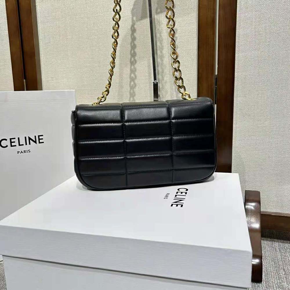 CHAIN SHOULDER BAG MATELASSE MONOCHROME CELINE IN QUILTED GOATSKIN - NUDE