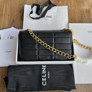 CHAIN SHOULDER BAG MATELASSE MONOCHROME CELINE IN QUILTED GOATSKIN - NUDE