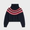 Celine Women High-Neck Sweater in Fair Isle Cashmere