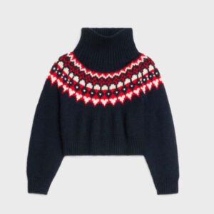 Celine Women High-Neck Sweater in Fair Isle Cashmere