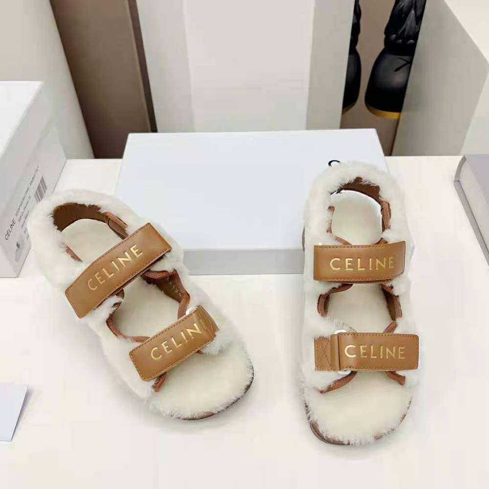 Celine shearling outlet sandals