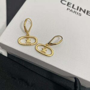 Shop CELINE Triomphe Maillon triomphe mobile earrings in brass with gold  finish (46X556BRA.35OR) by yukiko_CA