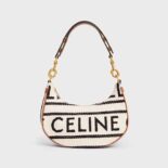 Celine Women Medium Ava Strap Bag in Textile with Celine All-Over and Calfskin