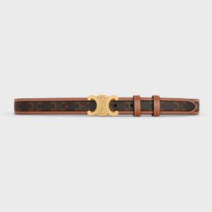 Celine Women Medium with Bborder Triomphe Belt in Triomphe Canvas and Calfskin