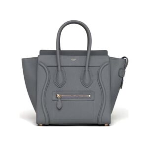 Celine Women Micro Luggage Handbag in Drummed Calfskin-Silver
