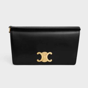 Celine Women Trapeze Triomphe Bag in Shiny Calfskin-Black