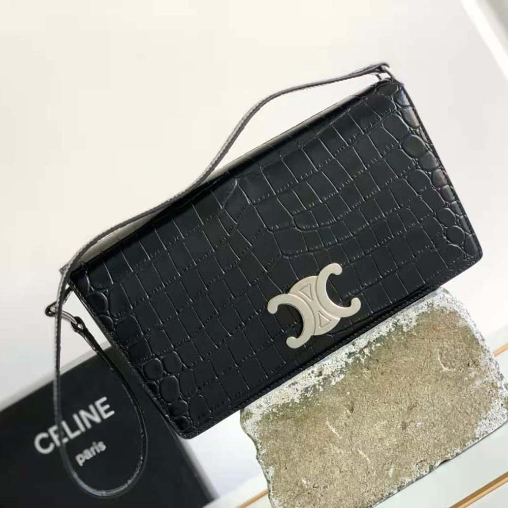 trapeze triomphe bag in shiny calfskin black