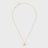 Celine Women Triomphe Rhinestone Necklace in Brass with Gold