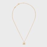 Celine Women Triomphe Rhinestone Necklace in Brass with Gold Finish and Crystals