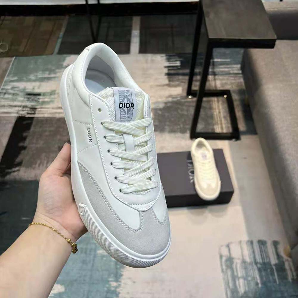 Dior Men B101 Sneaker Cream Smooth Calfskin and Greige Nubuck