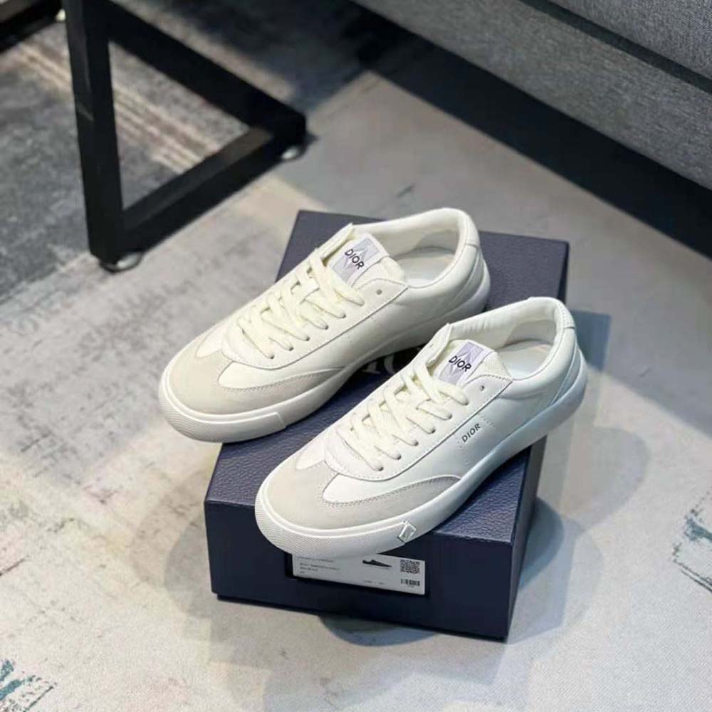 Dior Men B101 Sneaker Cream Smooth Calfskin and Greige Nubuck