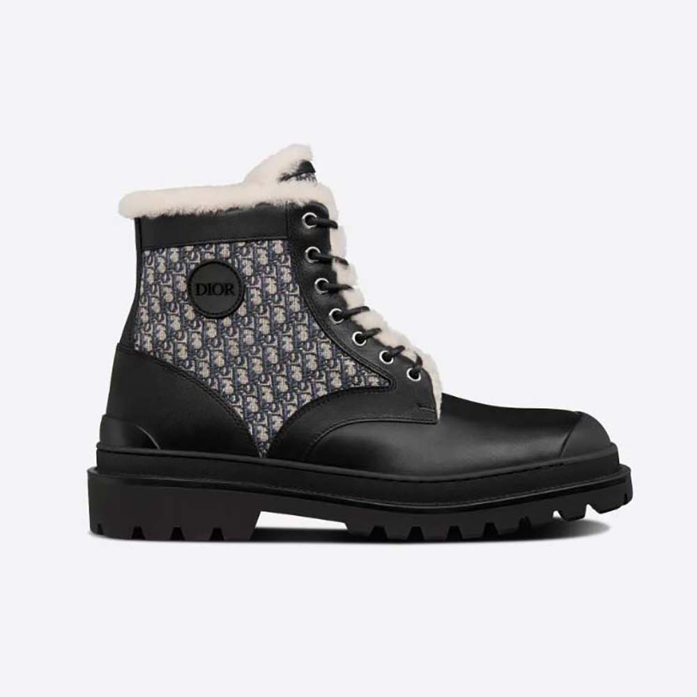 Dior Men Dior Explorer Ankle Boot Black Smooth Calfskin and Beige and