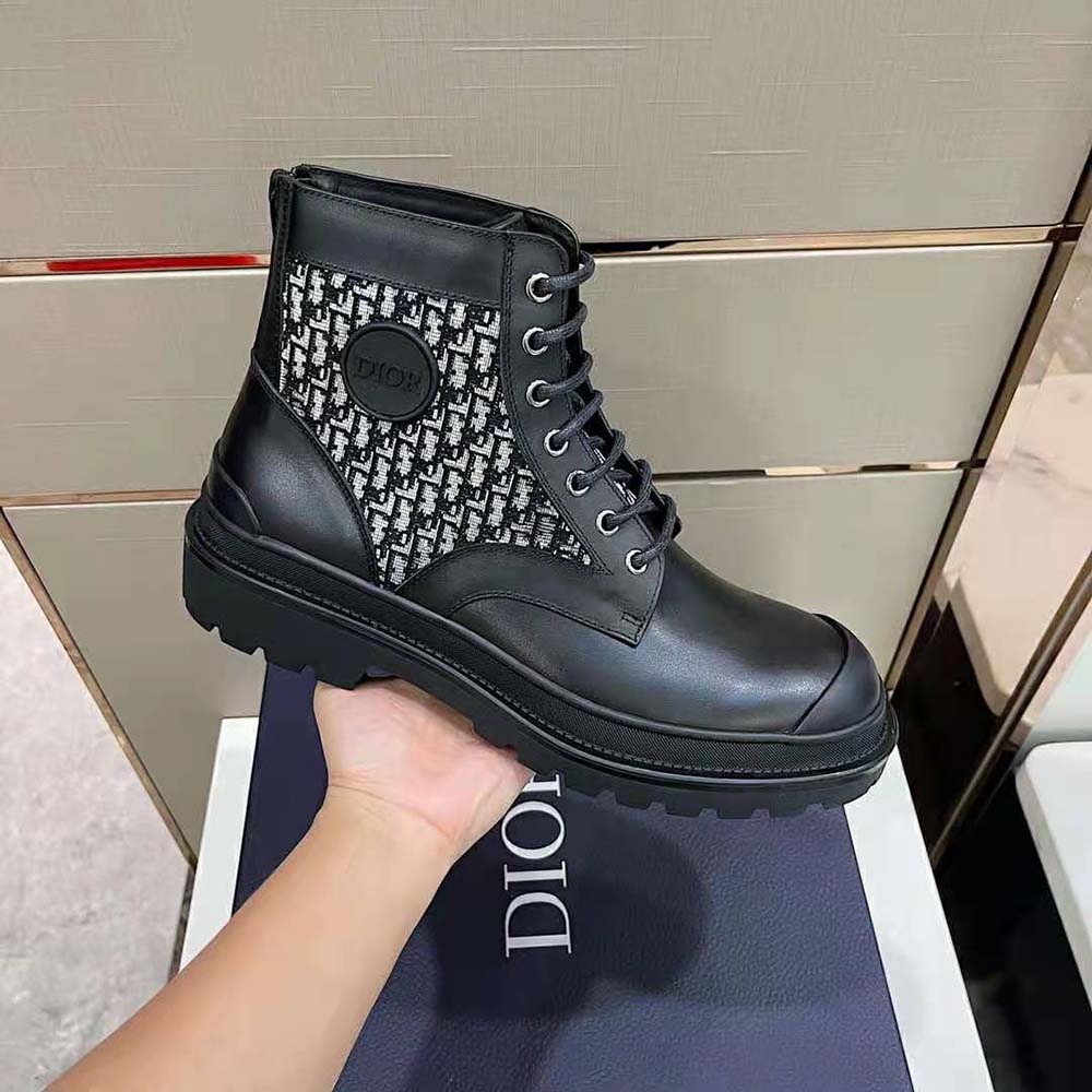 Dior - Diorizon Ankle Boot Beige and Black Dior Oblique Jacquard and Black Rubber - Size 43 - Men