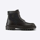 Dior Men Explorer Ankle Boot Black Smooth Calfskin and Dior Oblique Jacquard
