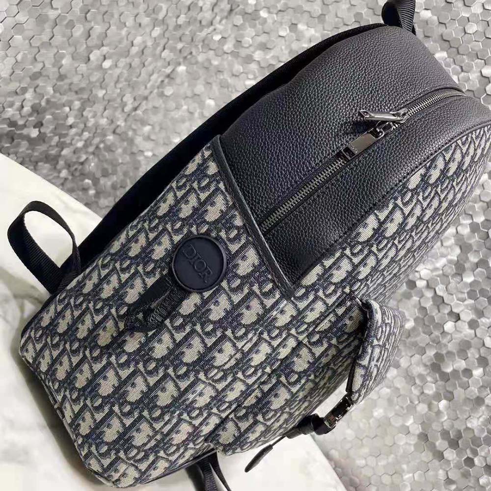 Dior Men Explorer Backpack Beige and Black Dior Oblique Jacquard 4 Dior Men Explorer Backpack Beige and Black Dior Oblique Jacquard - Image 4