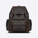 Dior Men Hit the Road Cactus Jack Dior Backpack Black Grained Calfskin with Embroidered Signature