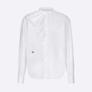 Dior Women Blouse with Ruffles White Cotton Poplin