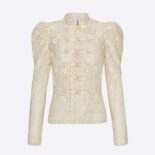 Dior Women Brandenburg Fitted Jacket Ecru Cotton-Blend Lace