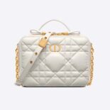 Dior Women Caro Box Bag with Chain Latte Quilted Macrocannage Calfskin