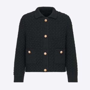 Dior Women Cropped Jacket Black Wool Knit