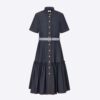 Dior Women Denim Couture Shirt Dress Blue Raw Cotton Denim