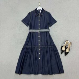 Denim Couture Shirt Dress Blue Raw Cotton Denim