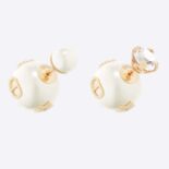 Dior Women Dior Tribales Earrings Gold-Finish Metal with White Resin Pearls and a Silver-Tone Crystal