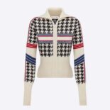 Dior Women Dioralps Short Cardigan Black and White Houndstooth Wool and Cashmere Knit with Three-Tone Dior Star