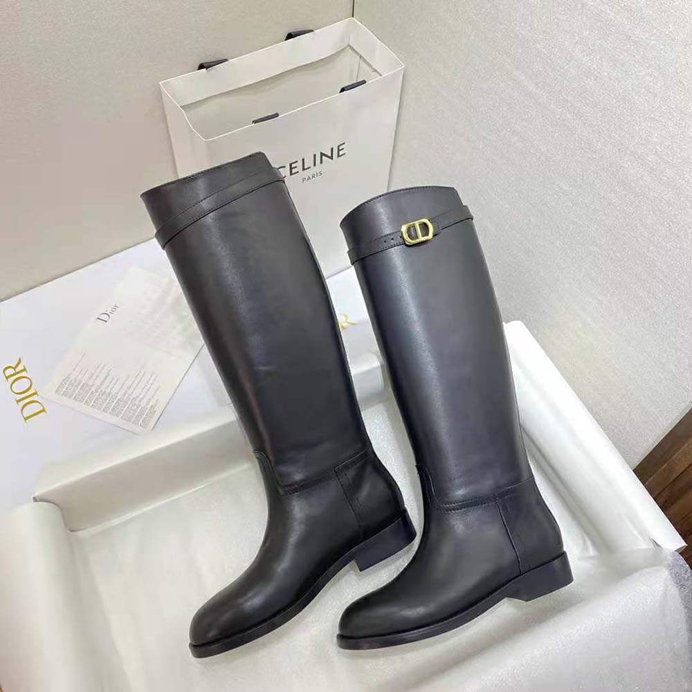 Dior - Dior Empreinte Boot Black Calfskin - Size 35 - Women