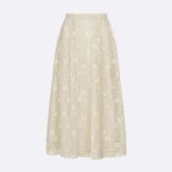 Dior Women Flared Mid-Length Skirt Ecru Cotton-Blend Lace