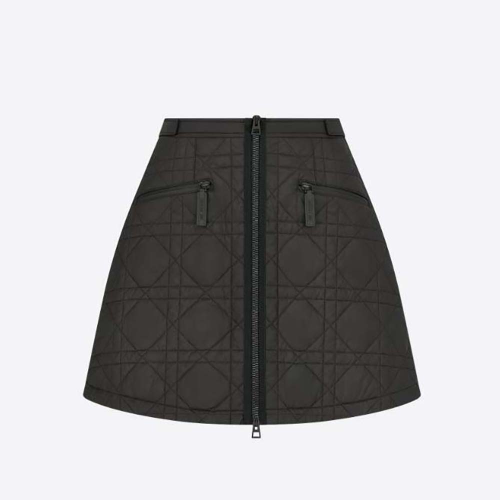 Christian Dior Microcanage Quilted technical taffeta midi length skirt 157J67A2827 black 34