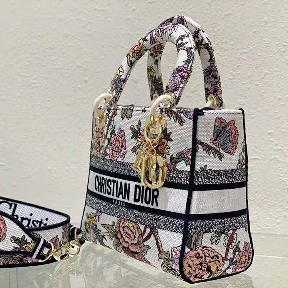 Medium Dior Caro Bag Multicolor Jardin Indien Cross-Stitch