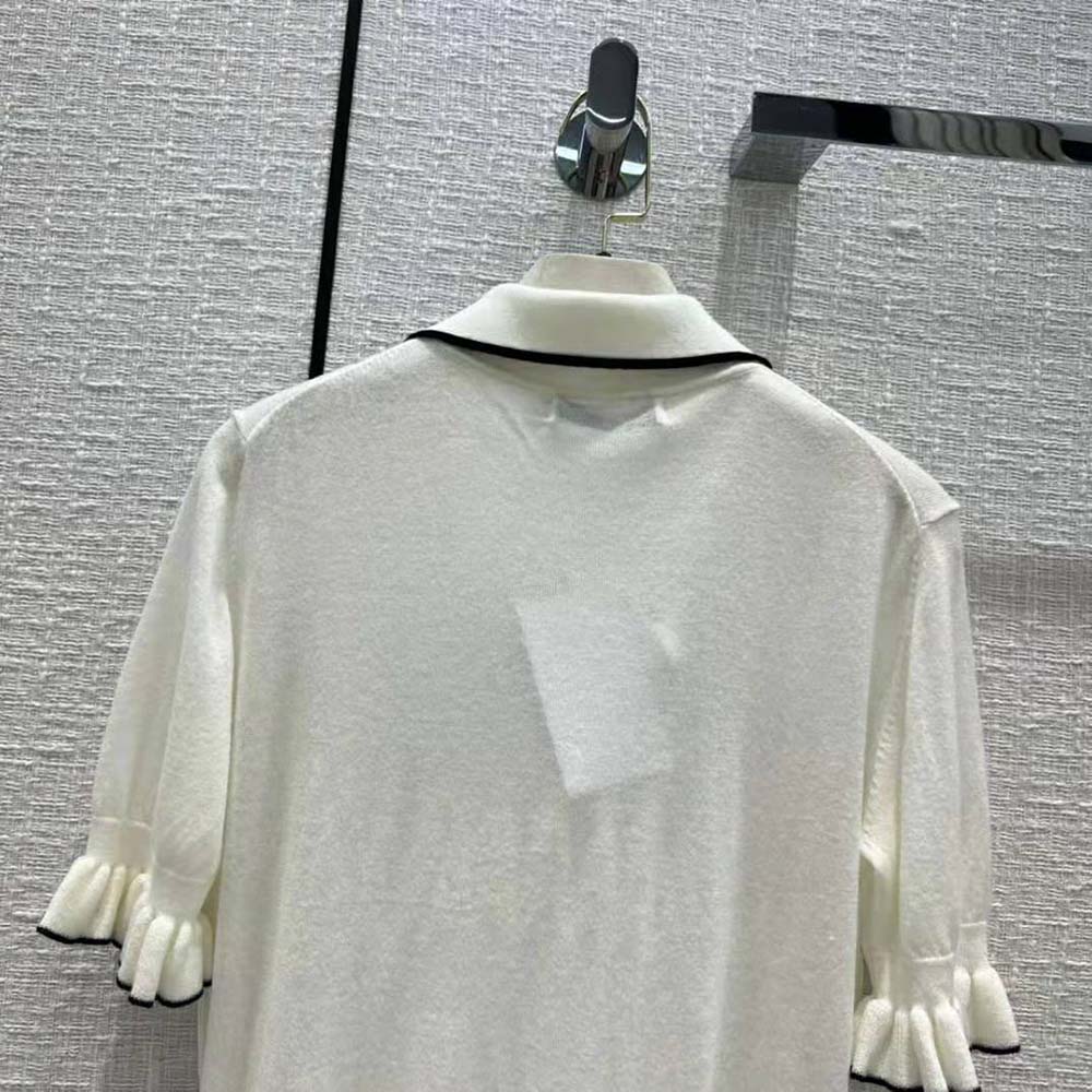 Dior Women Short-Sleeved Sweater White Cashmere and Silk Knit 5 Dior Women Short-Sleeved Sweater White Cashmere and Silk Knit - Image 5