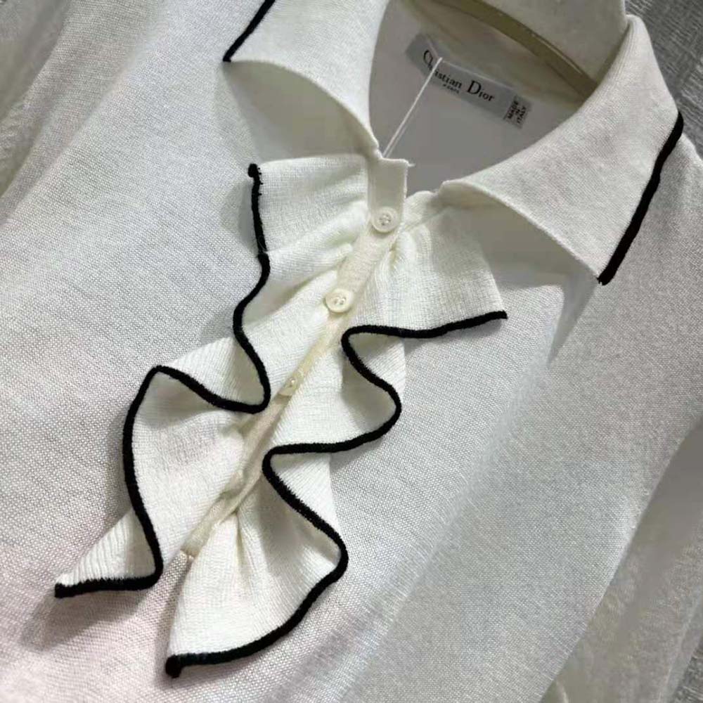 Dior Women Short-Sleeved Sweater White Cashmere and Silk Knit 6 Dior Women Short-Sleeved Sweater White Cashmere and Silk Knit - Image 6