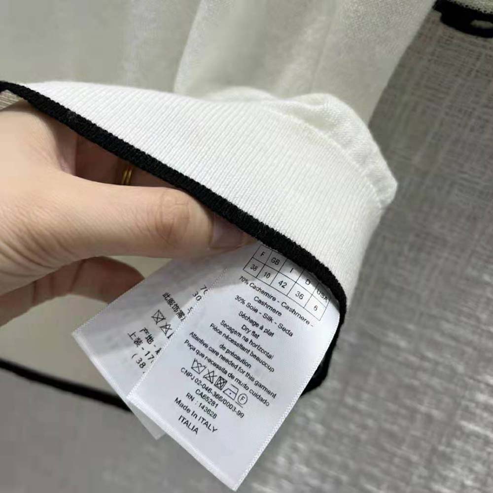 Dior Women Short-Sleeved Sweater White Cashmere and Silk Knit 9 Dior Women Short-Sleeved Sweater White Cashmere and Silk Knit - Image 9