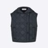 Dior Women Sleeveless Cropped Macrocannage Vest Navy Blue Quilted Technical Taffeta
